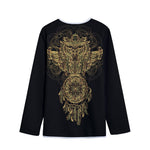 Spiritual Owl With Dreamcatcher Print Long Sleeve Short Coat