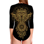 Spiritual Owl With Dreamcatcher Print Long Sleeve Swimsuit