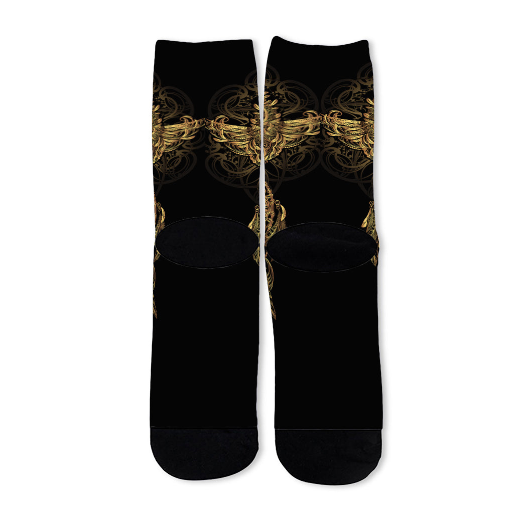 Spiritual Owl With Dreamcatcher Print Long Socks
