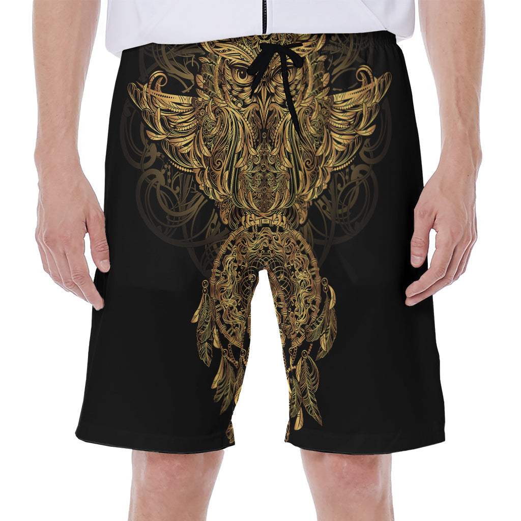 Spiritual Owl With Dreamcatcher Print Men's Beach Shorts