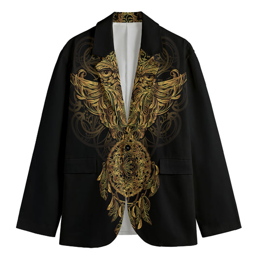 Spiritual Owl With Dreamcatcher Print Men's Blazer