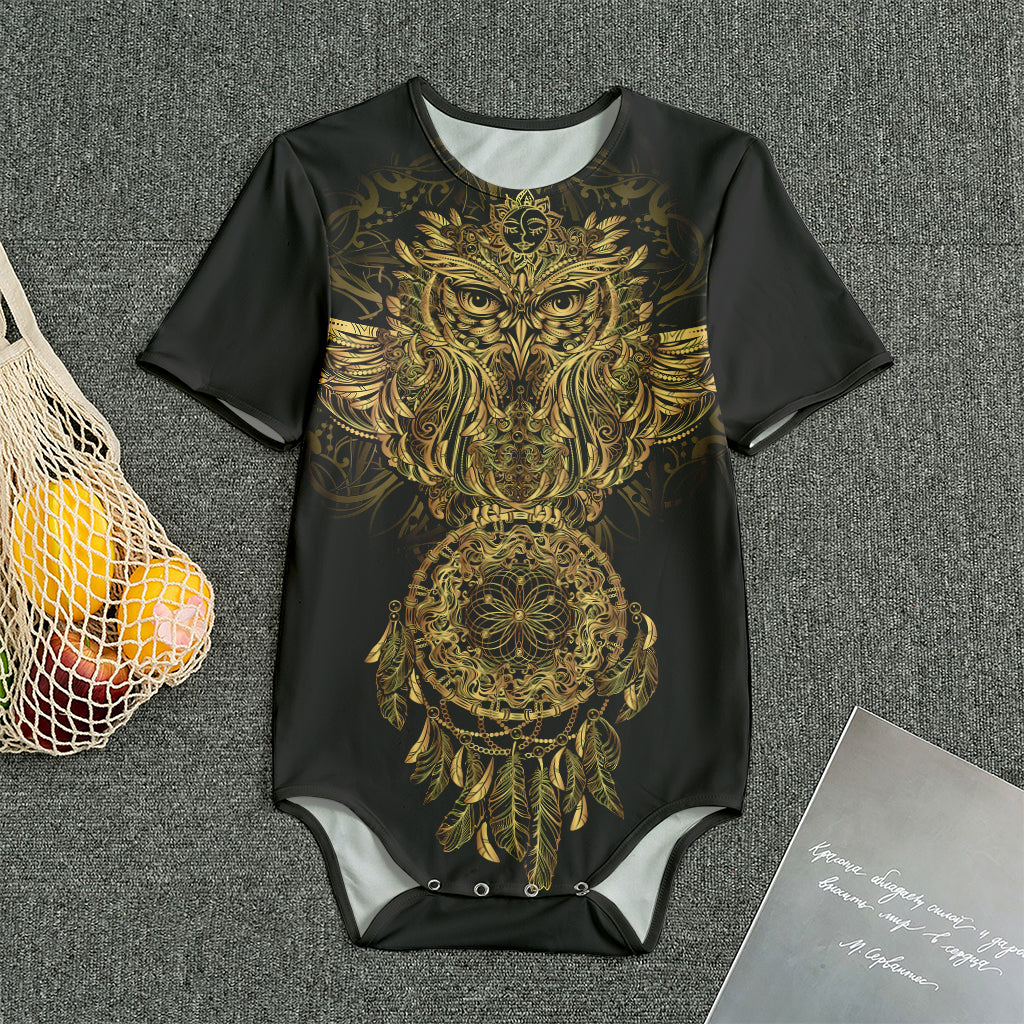 Spiritual Owl With Dreamcatcher Print Men's Bodysuit