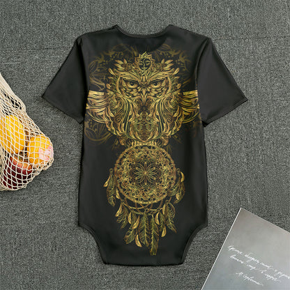 Spiritual Owl With Dreamcatcher Print Men's Bodysuit