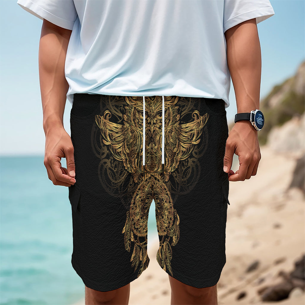 Spiritual Owl With Dreamcatcher Print Men's Cargo Shorts