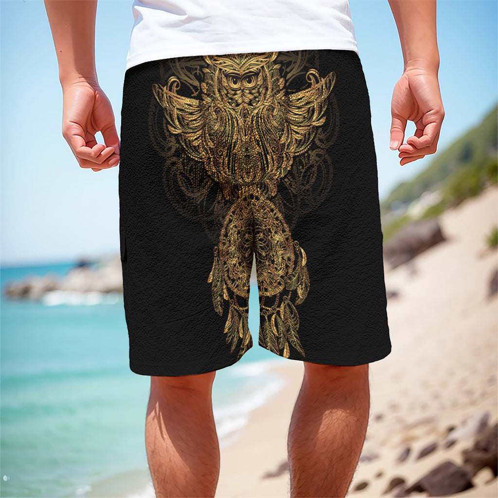 Spiritual Owl With Dreamcatcher Print Men's Cargo Shorts