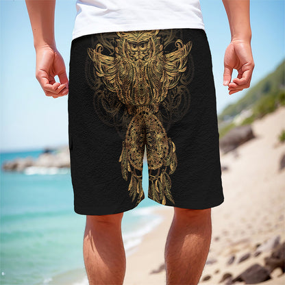 Spiritual Owl With Dreamcatcher Print Men's Cargo Shorts