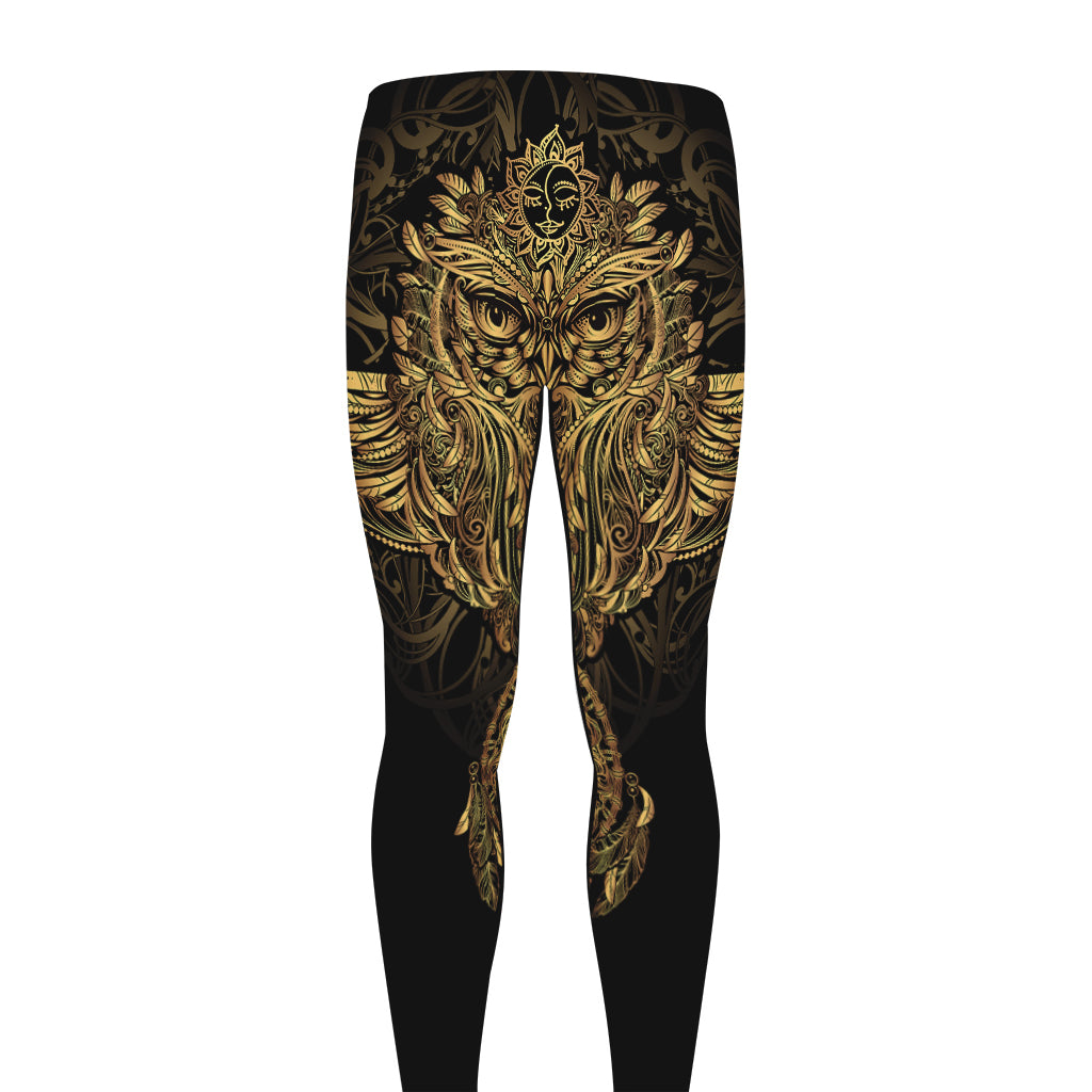 Spiritual Owl With Dreamcatcher Print Men's leggings