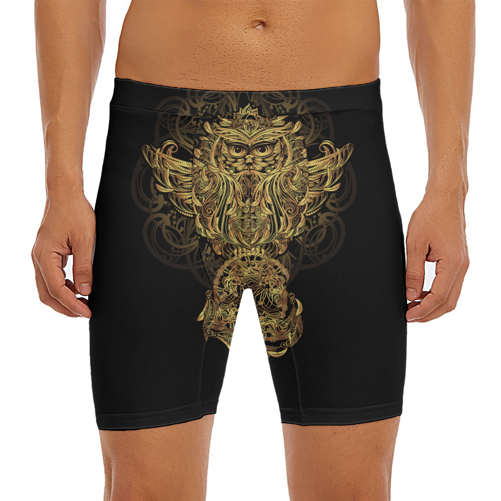 Spiritual Owl With Dreamcatcher Print Men's Long Boxer Briefs