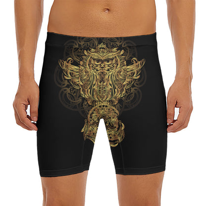 Spiritual Owl With Dreamcatcher Print Men's Long Boxer Briefs
