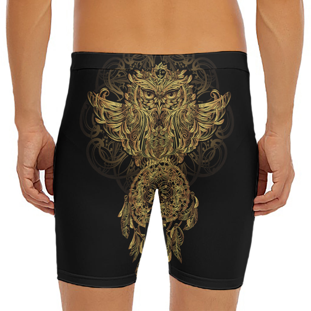 Spiritual Owl With Dreamcatcher Print Men's Long Boxer Briefs