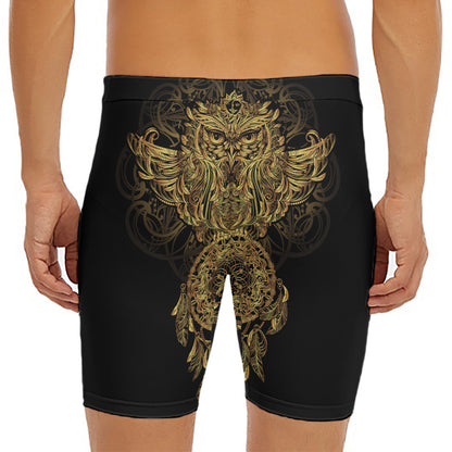 Spiritual Owl With Dreamcatcher Print Men's Long Boxer Briefs