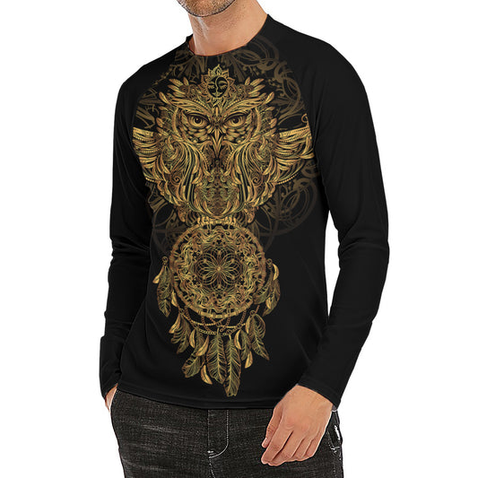 Spiritual Owl With Dreamcatcher Print Men's Long Sleeve Rash Guard