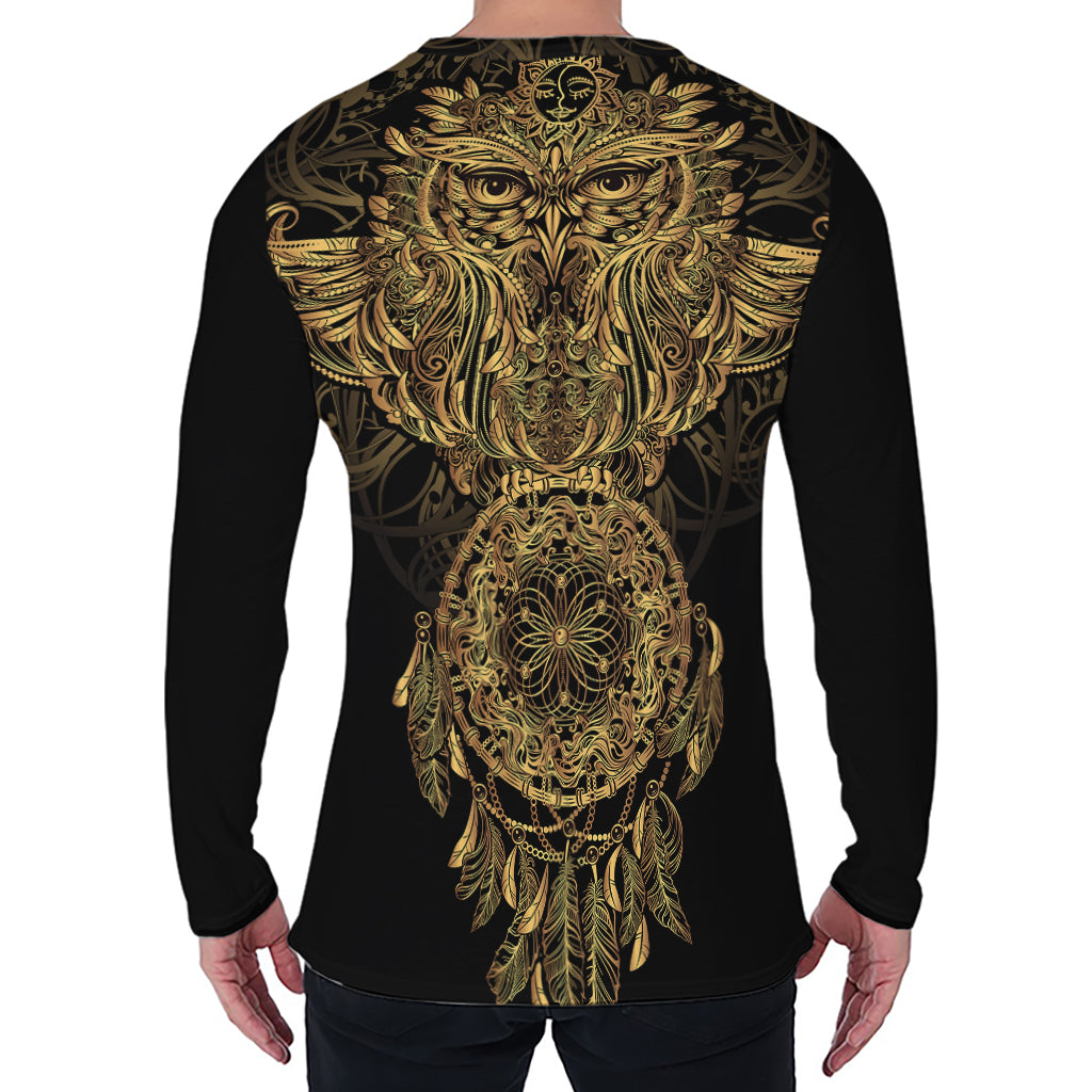 Spiritual Owl With Dreamcatcher Print Men's Long Sleeve T-Shirt