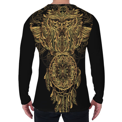 Spiritual Owl With Dreamcatcher Print Men's Long Sleeve T-Shirt