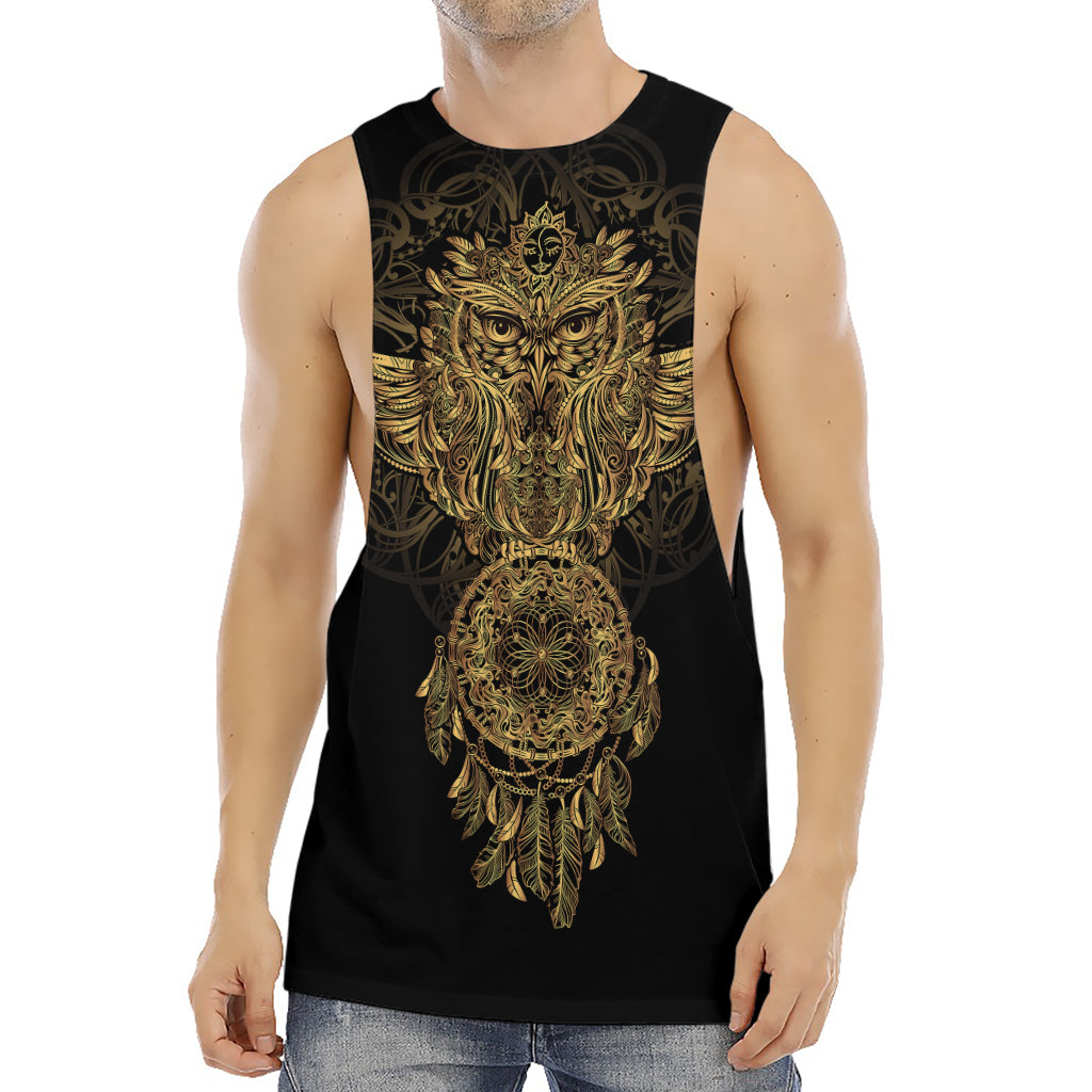 Spiritual Owl With Dreamcatcher Print Men's Muscle Tank Top