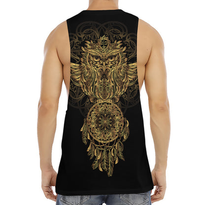 Spiritual Owl With Dreamcatcher Print Men's Muscle Tank Top