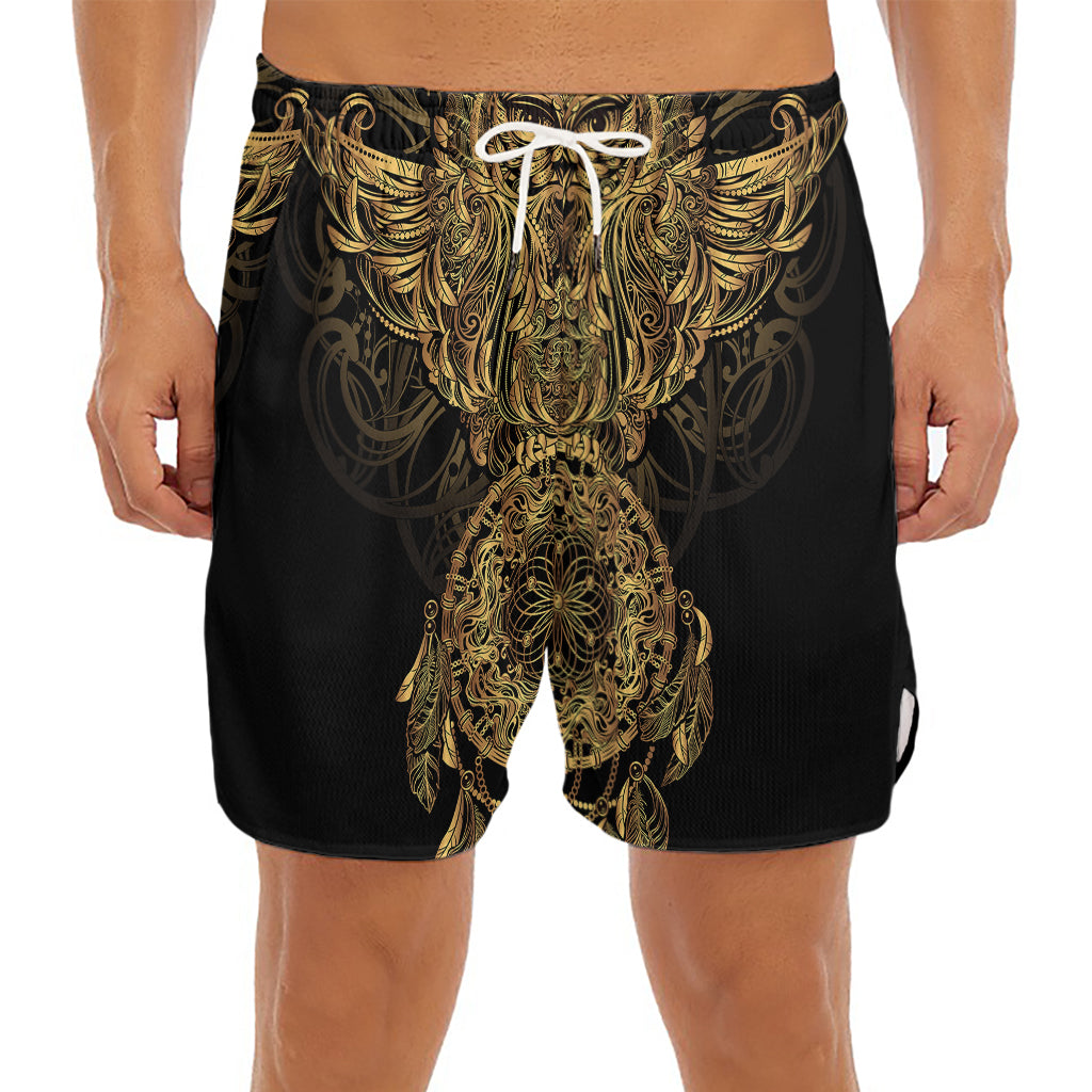 Spiritual Owl With Dreamcatcher Print Men's Split Running Shorts
