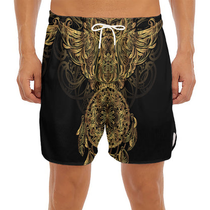 Spiritual Owl With Dreamcatcher Print Men's Split Running Shorts