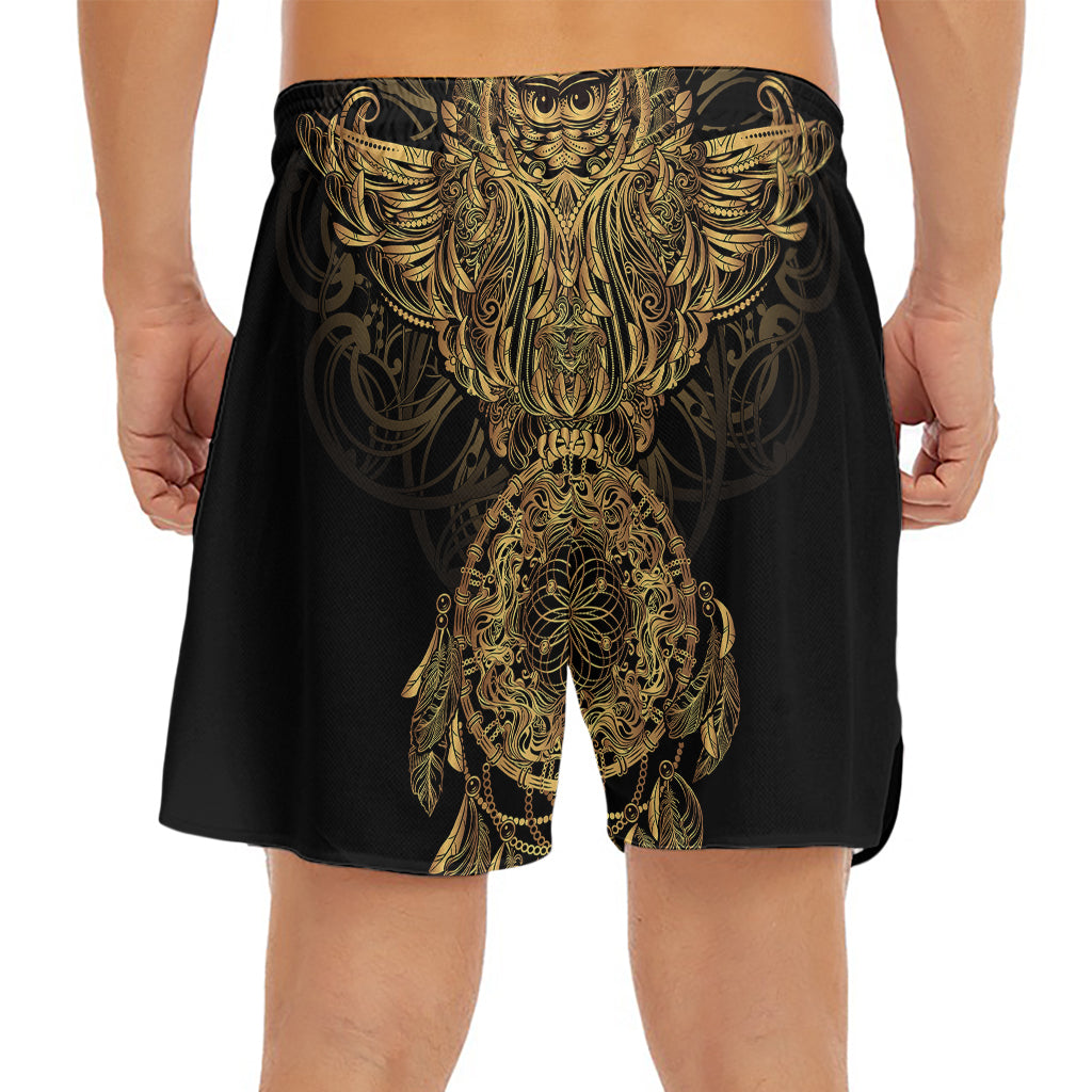 Spiritual Owl With Dreamcatcher Print Men's Split Running Shorts