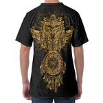 Spiritual Owl With Dreamcatcher Print Men's Velvet T-Shirt