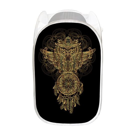 Spiritual Owl With Dreamcatcher Print Mesh Laundry Hamper