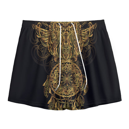 Spiritual Owl With Dreamcatcher Print Mesh Shorts