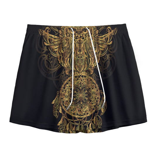 Spiritual Owl With Dreamcatcher Print Mesh Shorts