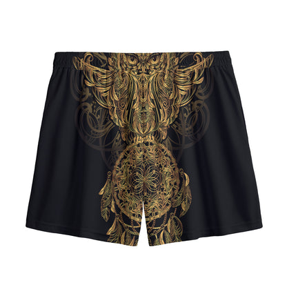 Spiritual Owl With Dreamcatcher Print Mesh Shorts