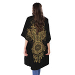 Spiritual Owl With Dreamcatcher Print Open Front Beach Cover Up