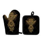 Spiritual Owl With Dreamcatcher Print Oven Mitt And Pot Holder Set