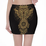 Spiritual Owl With Dreamcatcher Print Pencil Mini Skirt