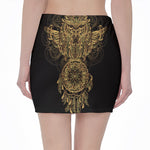 Spiritual Owl With Dreamcatcher Print Pencil Mini Skirt
