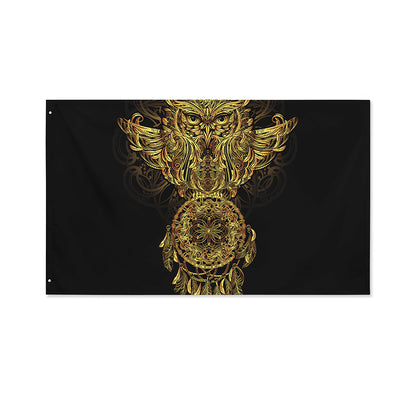 Spiritual Owl With Dreamcatcher Print Polyester Flag