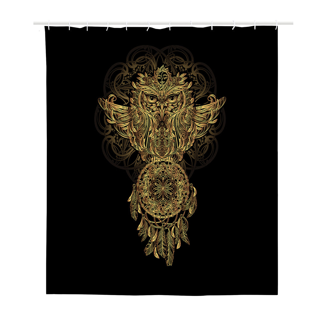 Spiritual Owl With Dreamcatcher Print Polyester Shower Curtain