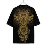 Spiritual Owl With Dreamcatcher Print Rayon Hawaiian Shirt