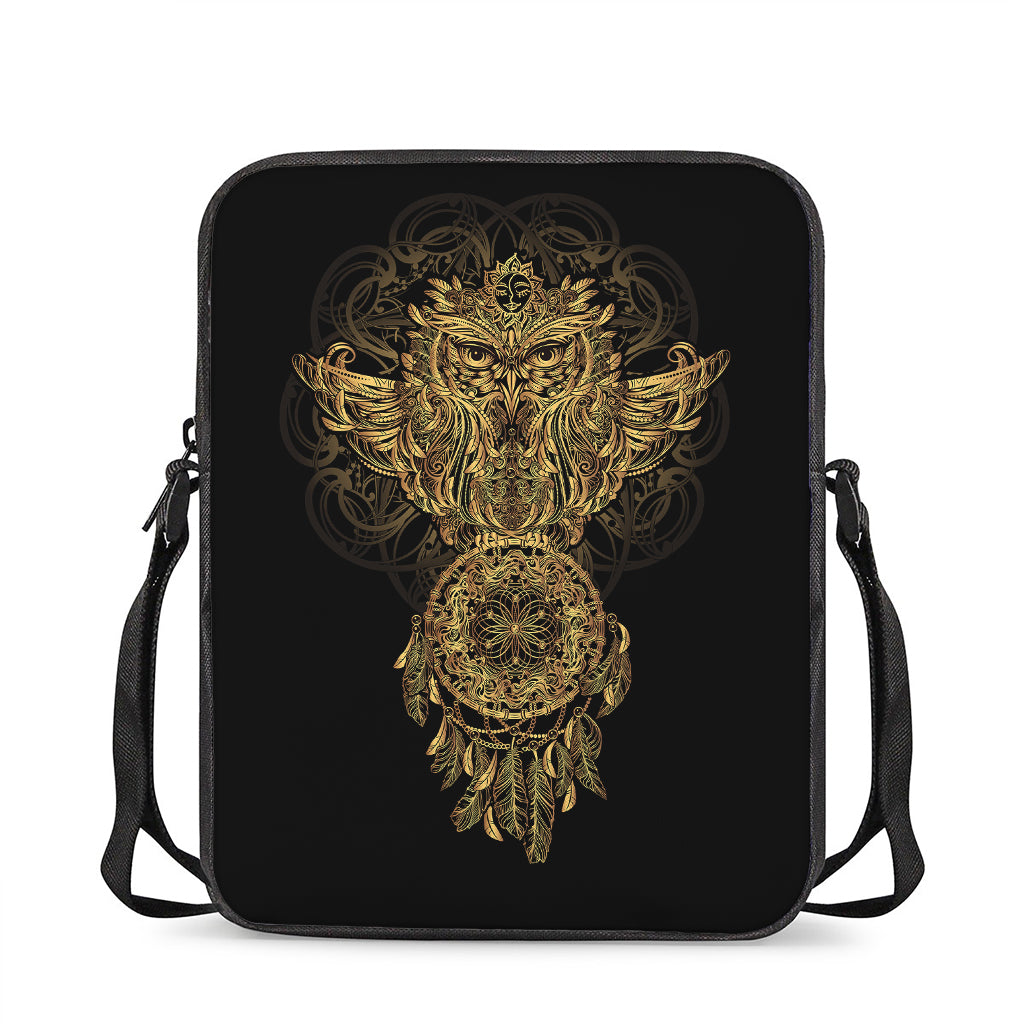 Spiritual Owl With Dreamcatcher Print Rectangular Crossbody Bag