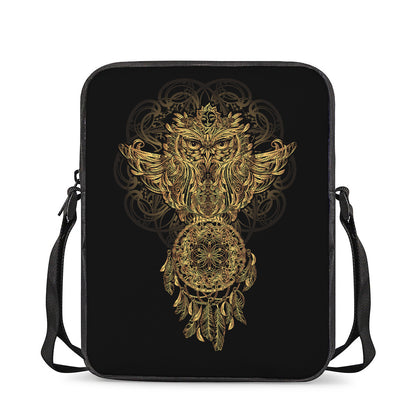 Spiritual Owl With Dreamcatcher Print Rectangular Crossbody Bag
