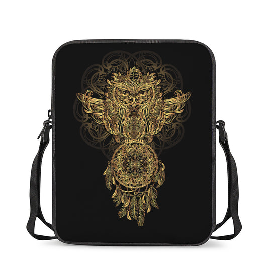 Spiritual Owl With Dreamcatcher Print Rectangular Crossbody Bag
