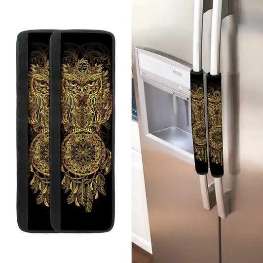 Spiritual Owl With Dreamcatcher Print Refrigerator Handle Covers