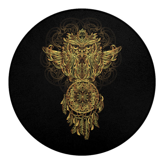 Spiritual Owl With Dreamcatcher Print Round Blanket