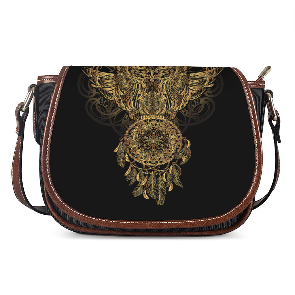 Spiritual Owl With Dreamcatcher Print Saddle Bag