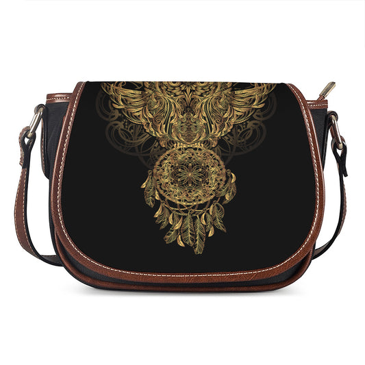 Spiritual Owl With Dreamcatcher Print Saddle Bag