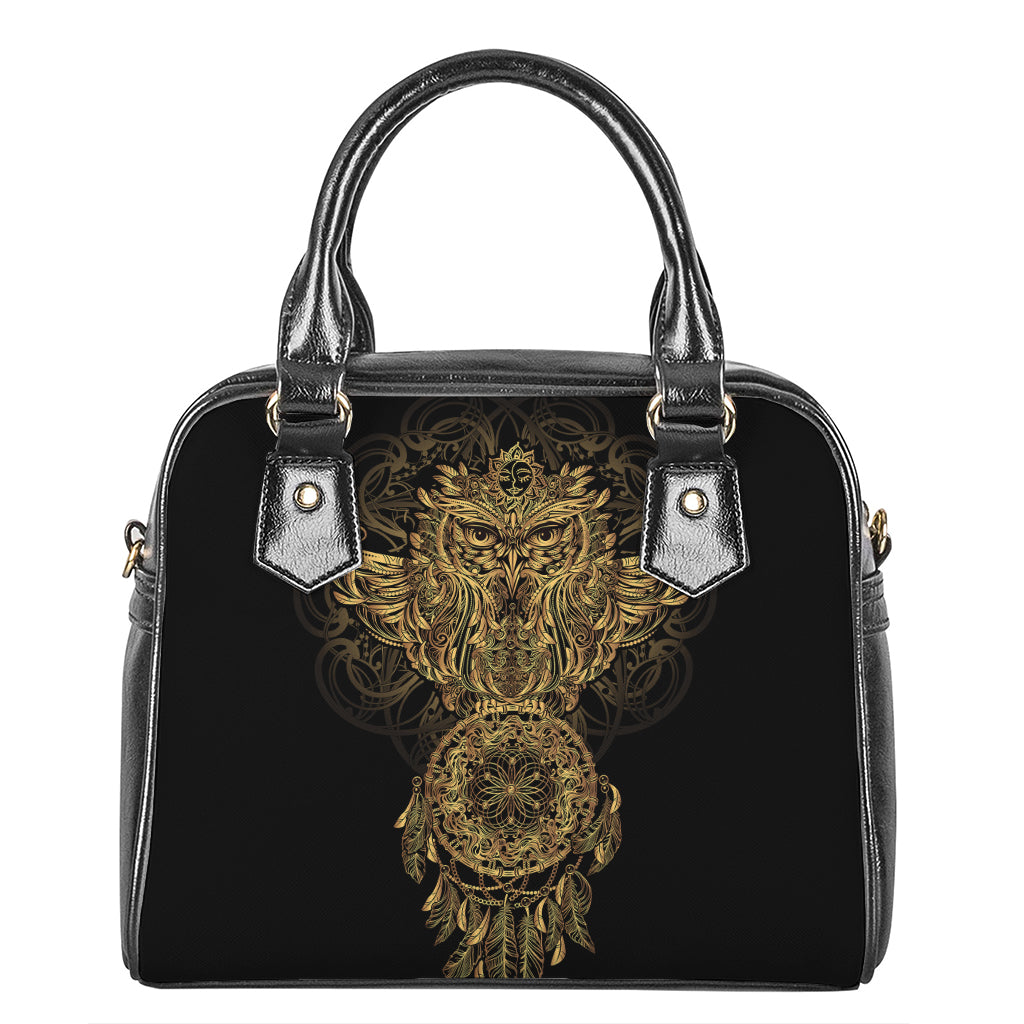 Spiritual Owl With Dreamcatcher Print Shoulder Handbag