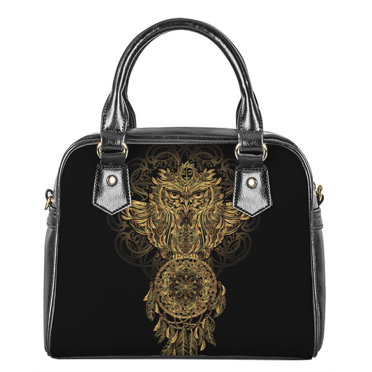 Spiritual Owl With Dreamcatcher Print Shoulder Handbag