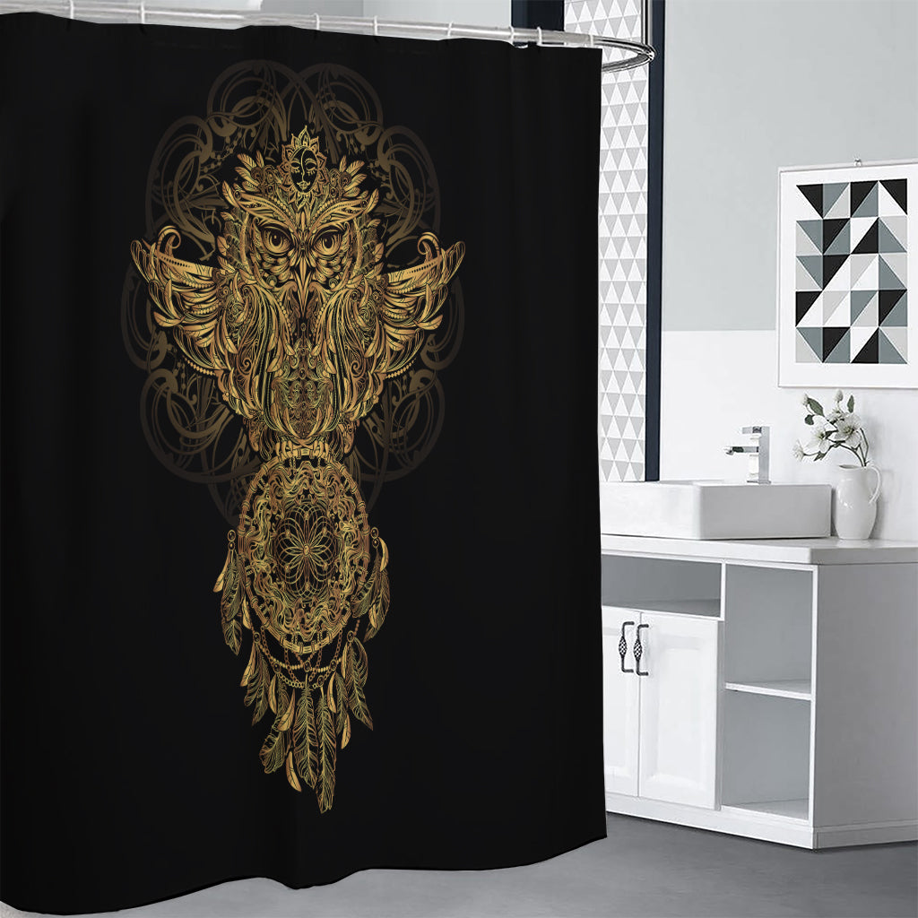 Spiritual Owl With Dreamcatcher Print Shower Curtain
