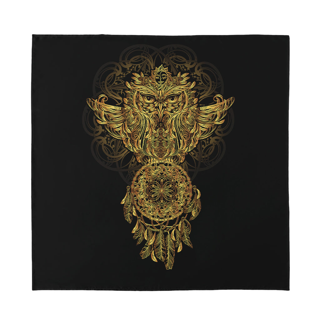 Spiritual Owl With Dreamcatcher Print Silk Bandana