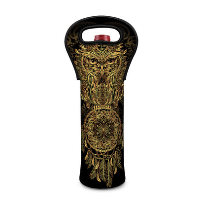 Spiritual Owl With Dreamcatcher Print Single Neoprene Wine Tote