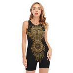 Spiritual Owl With Dreamcatcher Print Sleeveless One Piece Swimsuit
