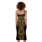 Spiritual Owl With Dreamcatcher Print Slim Fit Midi Cami Dress