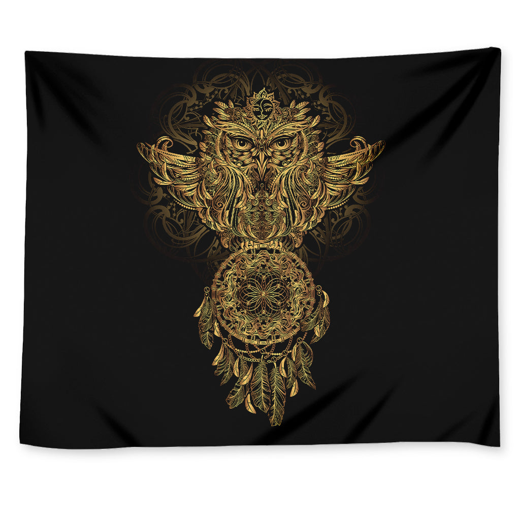 Spiritual Owl With Dreamcatcher Print Tapestry